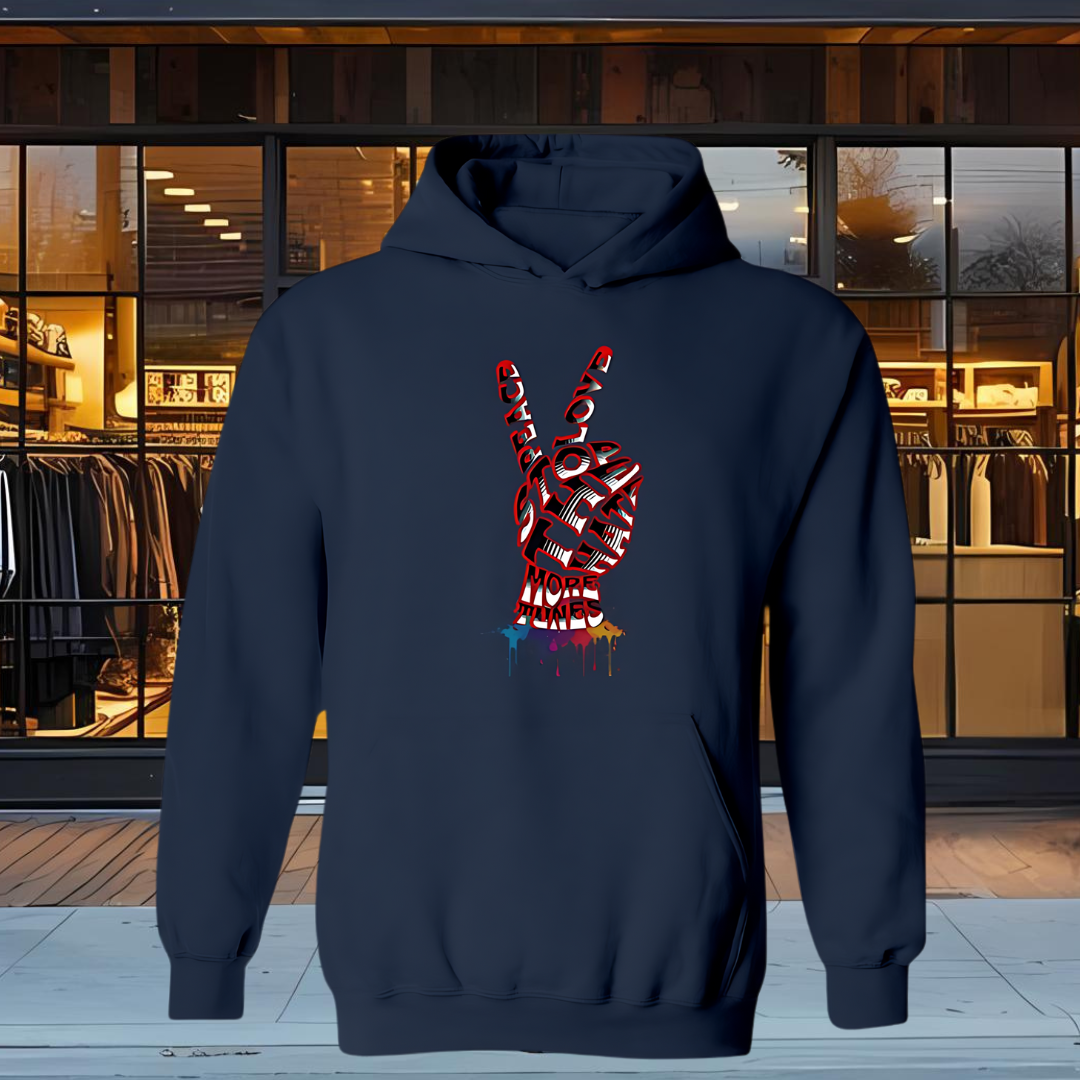 Hoodie
Pullover
Kangaroo Pocket
Cozy
Warm
Stylish
Versatile
Casual
Sophisticated
Comfortable
Peace
Love
Less hate